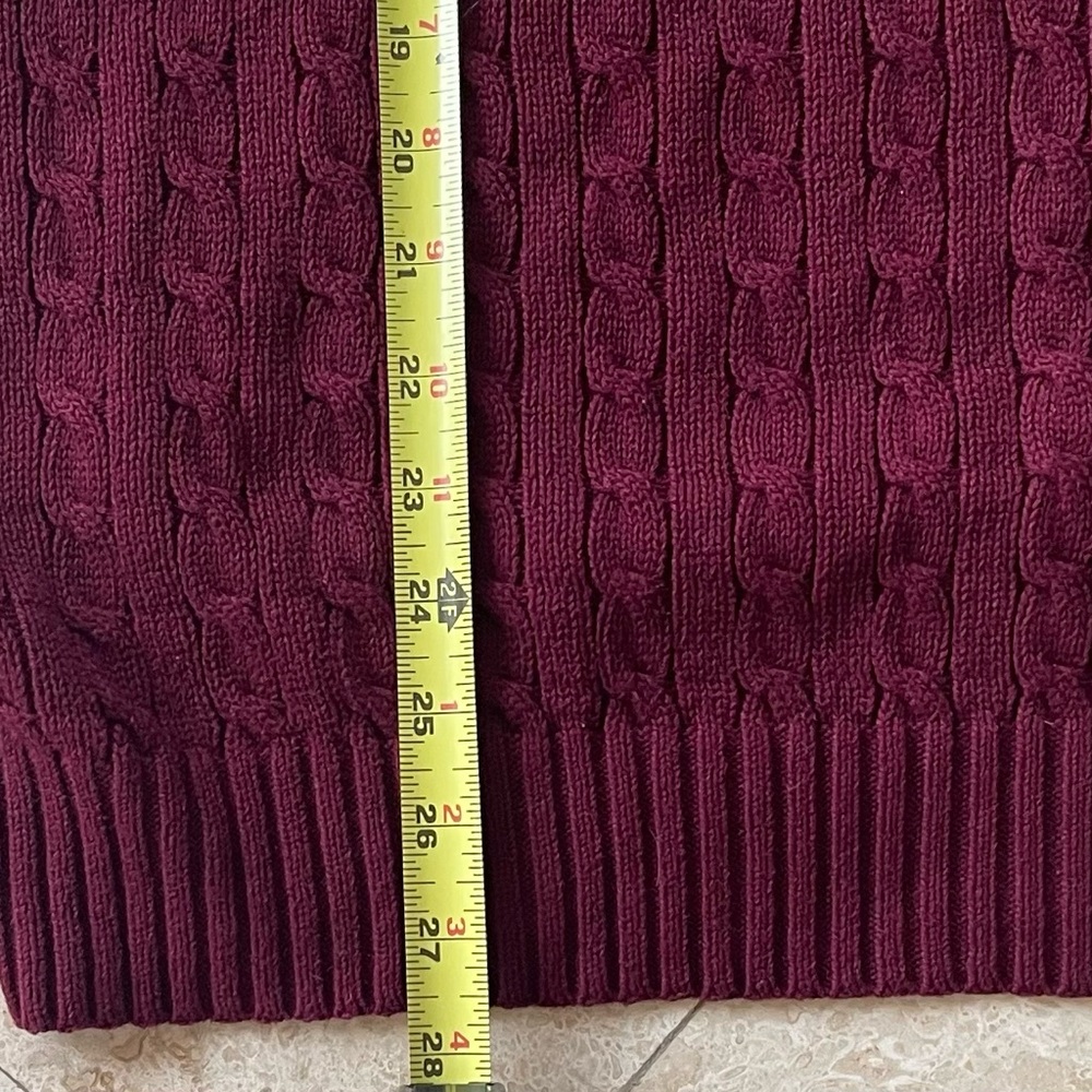 IZOD Men's 1/4 Zip Solid Cable Knit Sweater In Burgundy Size Large - Picture 10 of 12